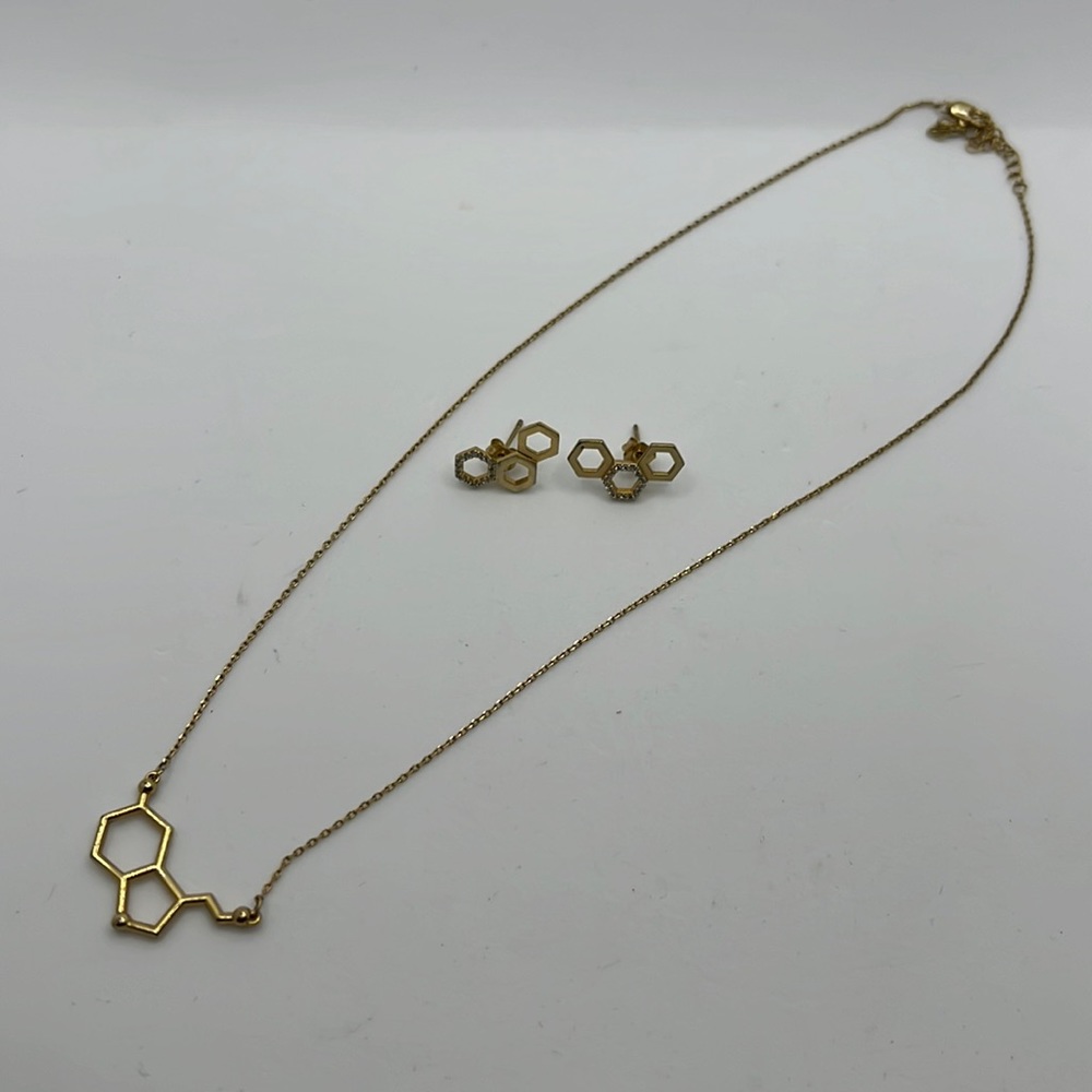 Geometric necklace and earring set